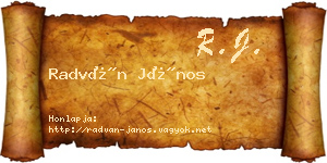 Radván János névjegykártya